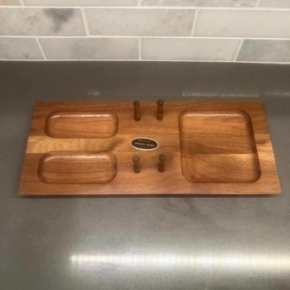 Vintage Solid Walnut VTG Mid Century Mission Dresser Tray EUC